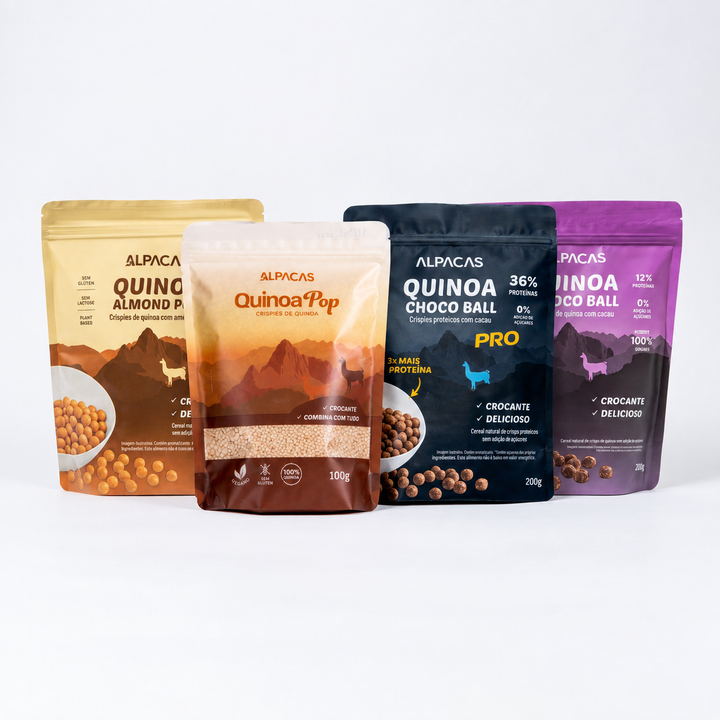 Combo 1 Quinoa Pop + 1 Quinoa Choco Ball Pro + 1 Quinoa Choco Ball + 1 Quinoa Almond Ball